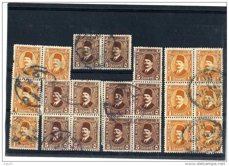 - EGYPTE 1922/39  . TIMBRES DE 1927/32 PAIRES ET BLOCS - Used Stamps