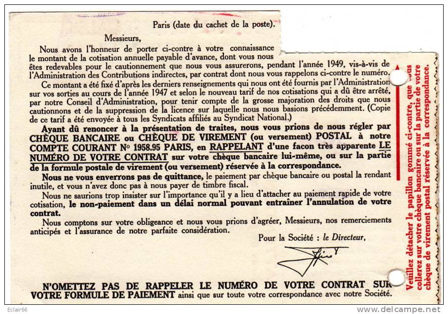 L'ETOILE   COMMERCIALE  Carte Postale Année 1950   Société Anonyme De Cautionnement   Paris (8e). - Publicité