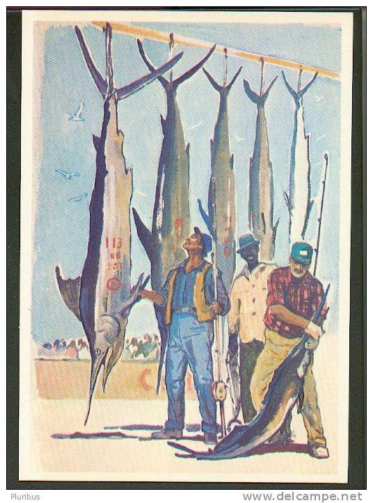 ETHNIC SPORTS, CUBA, FISHING OF SWORDFISH,  OLD RUSSIAN POSTCARD &#711; - Fish & Shellfish