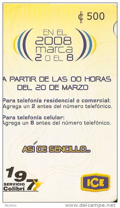 TARJETA DE COSTA RICA DE TELEFONIA RESIDENCIAL - Costa Rica