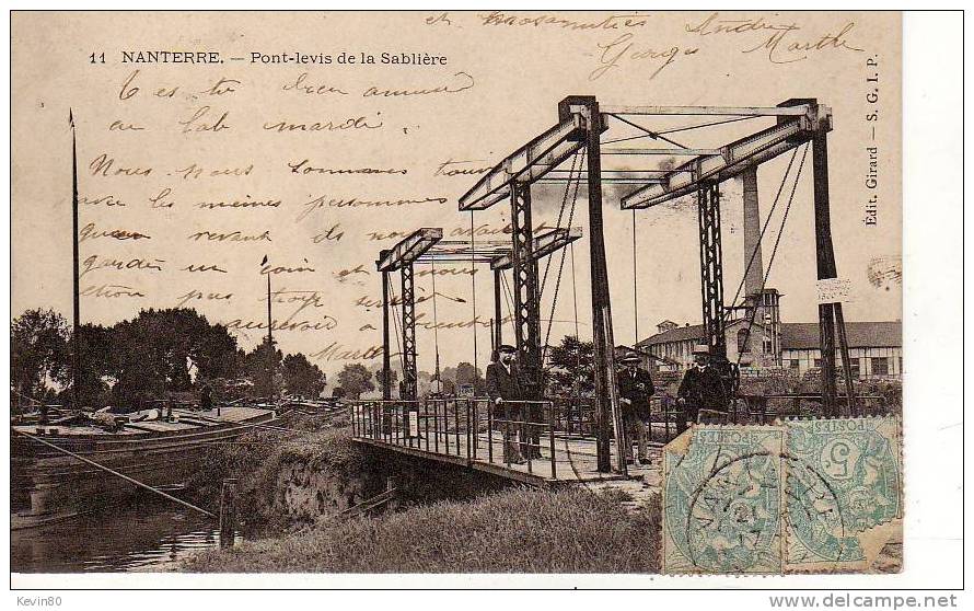 92 NANTERRE Pont-levis De La Sabliére Cpa Animée - Nanterre