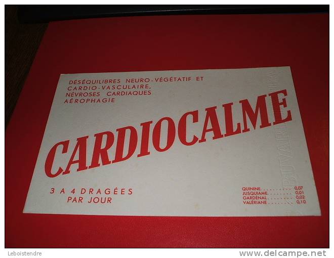 BUVARD : CARDIOCALME 3 A 4 DRAGEES PAR JOUR  /TAILLE :21 CM X 13.5  CM - Drogisterij En Apotheek