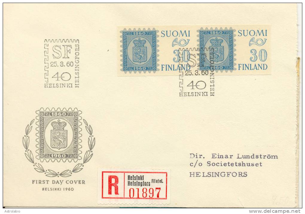 Finlande FDC 1960 " Cenº Du Timbre Percé En Serpentins " Yvert 492(2) - FDC