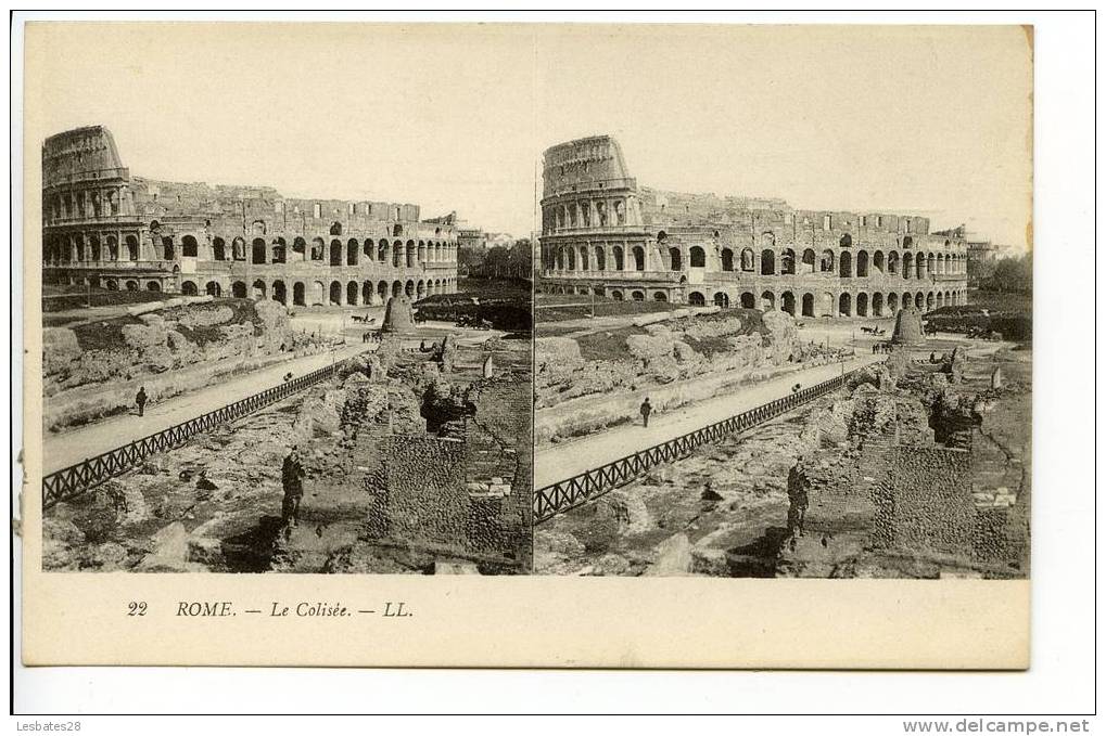 Carte Stéréoscopique- ROME.-ITALIE- Vue Sur Le Colisée-- 121 12 - Cartoline Stereoscopiche