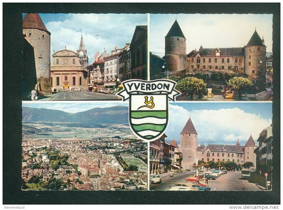 CPSM - Suisse - Yverdon ( Les Bains ) - Multivues Et Blason Editions JAEGER 995) - Yverdon-les-Bains 