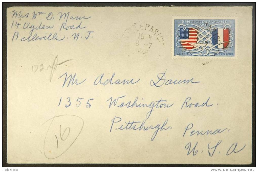 Enveloppe Affranchie à 25 F Pour Les USA - 8/7/1949 - Lettres & Documents