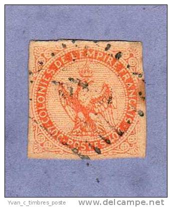 FRANCE COLONIES FRANCAISES EMISSIONS GENERALES TIMBRE N° 5 AIGLE IMPERIAL 40C VERMILLON OBLITERE - Eagle And Crown