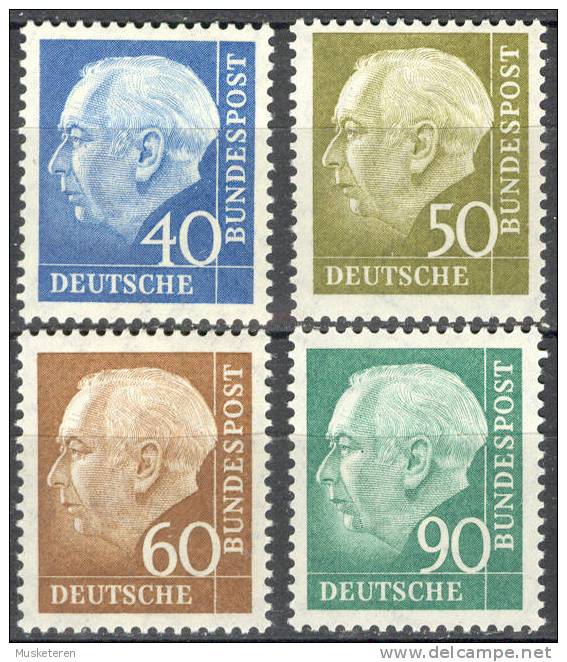 Germany 1954 Mi. 188x-90x+193x President Theodor Heuss MH* 118,50 &euro; - Unused Stamps