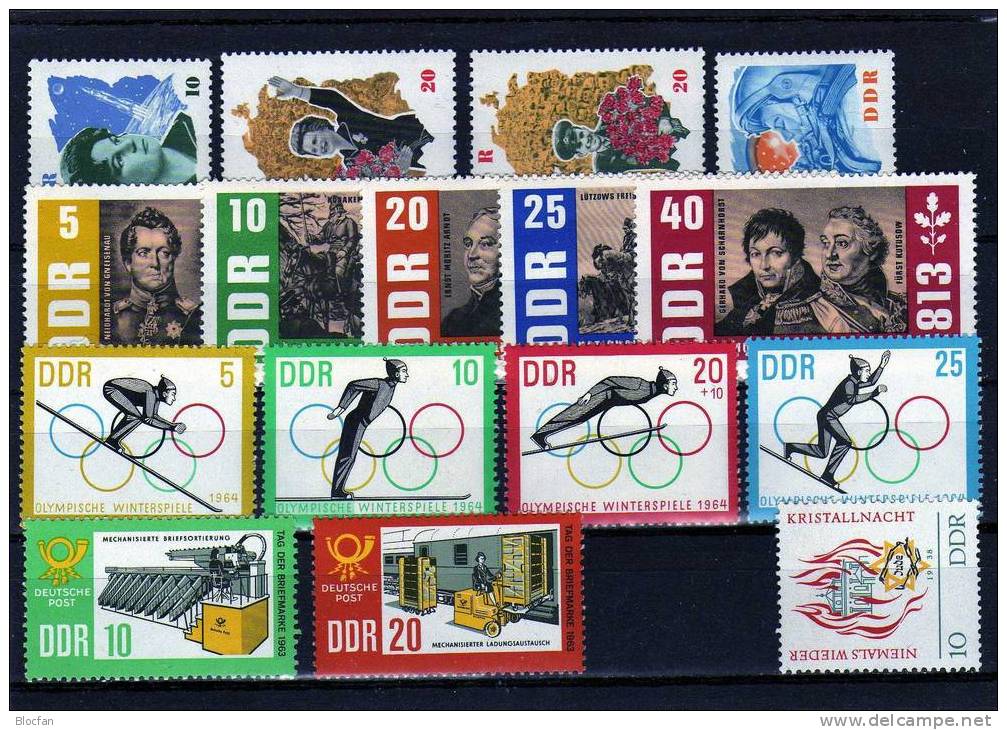 24 Sets Jahrgang 1963 DDR 934/8-1000/3 ** 68€ Ulbricht Olympiade Motocross Stadion Bis Malaria Se-tenant Of Germany - Sammlungen (im Alben)