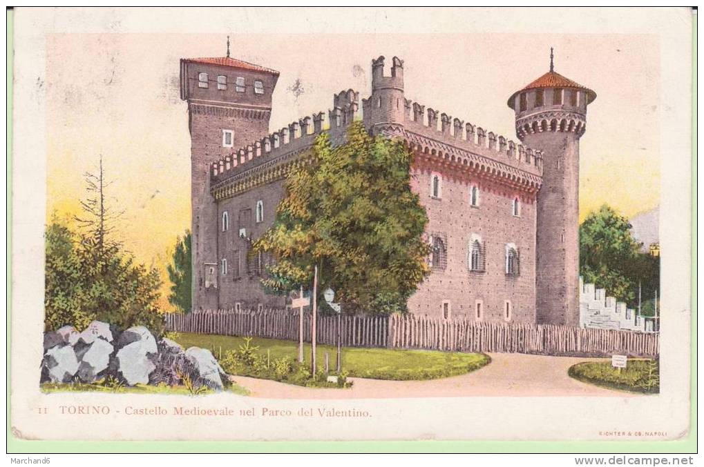 ITALIE.TORINO.CASTELLO MEDIOEVALE NEL PARCO DEL VALENTINO  ..SCAN DU DOS POUR OBLITERATION - Castello Del Valentino