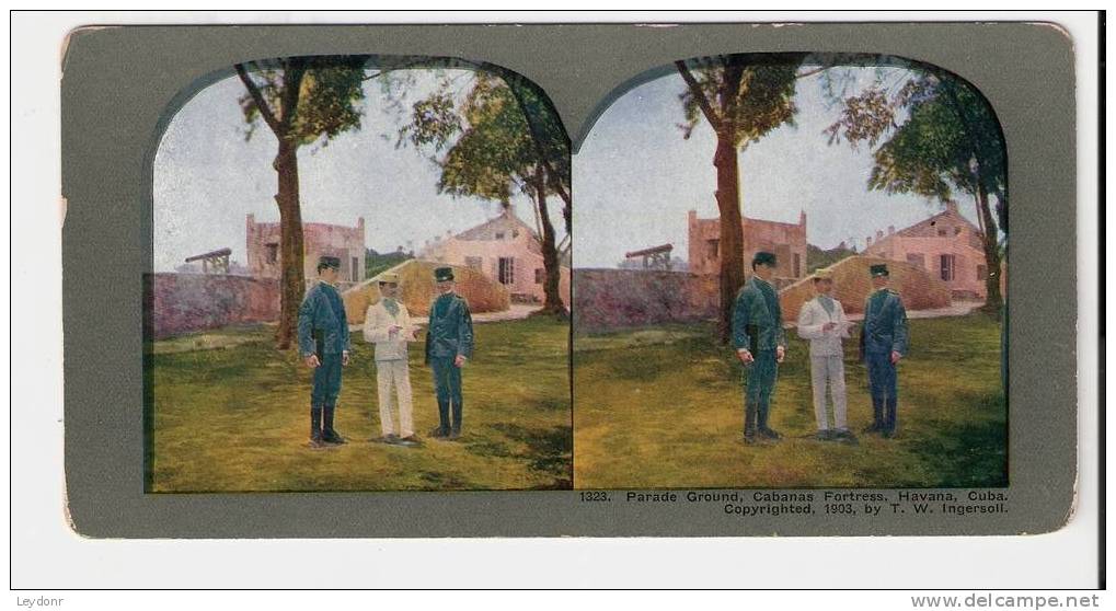 Cuba - Parade Ground, Cabanas Fortress, Havana Cuba - Stereoview - Copyright 1903 - Stereoscopic