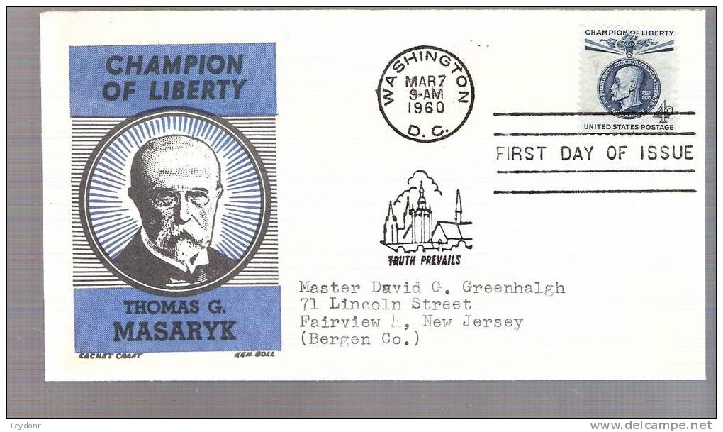 FDC Thomas G. Masaryk - Scott # 1147 - 1951-1960