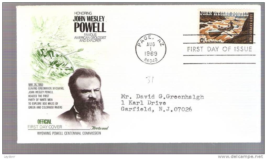FDC John Wesley Powell - Scott # 1374 - 1961-1970
