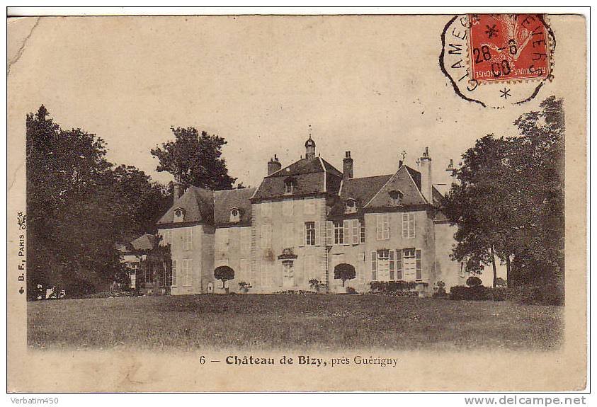 58..CHATEAU DE BIZY..PRES GUERIGNY..1908..COIN HAUT G CORNE - Guerigny