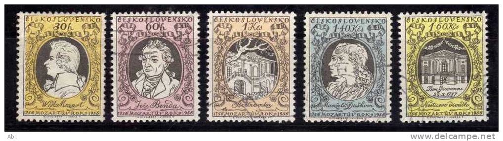 Tchécoslovaquie 1956 N°Y.T. : 858 Et 860 à 863 Obl. - Gebraucht