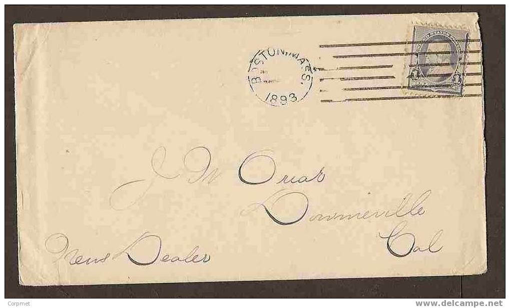 US VF 1893 COVER BOSTON To DOWNIEVILLE, CALIFORNIA,(receptioin At Back)  Scott # 219 - Covers & Documents