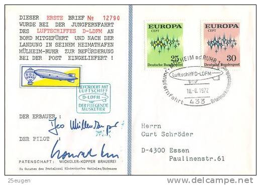 GERMANY 1972 ZEPPELIN  POSTMARK - Zeppelins