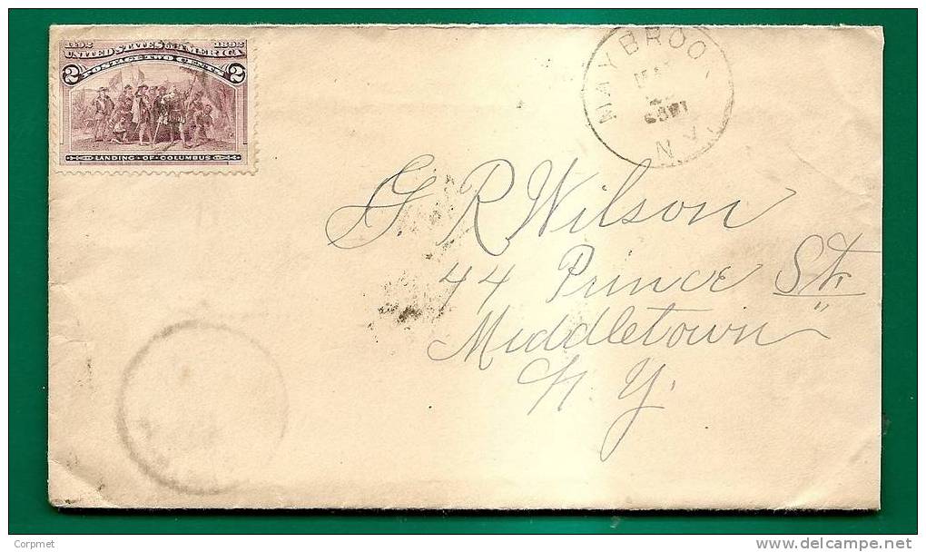 US - COLUMBIAN EXPO ISSUE - 1893 COVER - Landing Of Columbus Stamps - From MAYBROOK To MIDDLETON - Covers & Documents