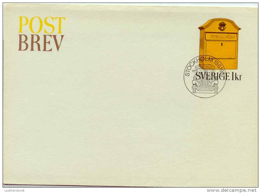 Sweden FDC 19-6-1978 Postal Stationary Post Box Michel LF5 Illustrated Cancel Old Car - Auto's