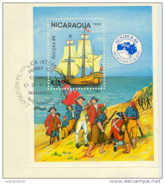 Nicaragua FDC Ausilex 84 Sailing Boat Exploer - Boten