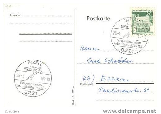 GERMANY 1969 SKATING  POSTMARK - Eiskunstlauf