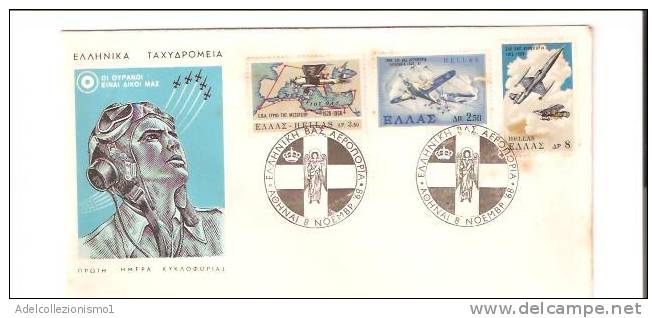 12183)lettera F.d.c Aerei Greci Con 3.50 +2.50 + 8 Ap + Annullo Del 8-11-1968 - Brieven En Documenten