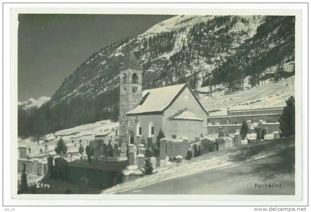 Schweiz/Suisse: AK Pontresina Kirche, 2 Scans - Pontresina