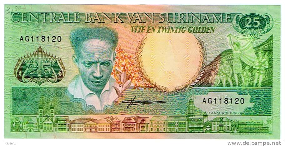 25 GULDEN "SURINAME"  9 Janvier 1988  Ble 75 - Suriname