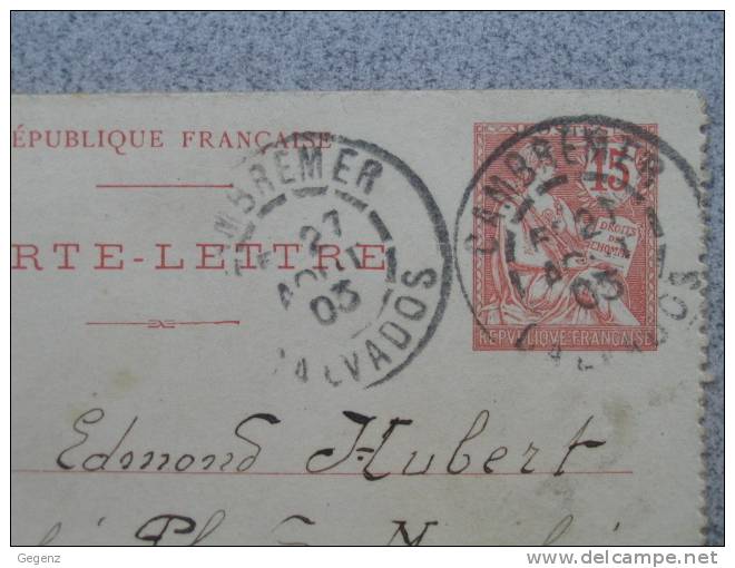 2 Cartes Lettres Au Type MOUCHON - 1902, 1903 - Cartes-lettres