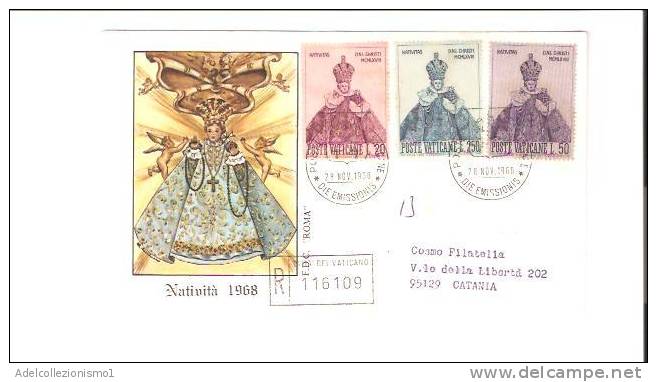 12201)lettera F.d.c Vaticane Sulla Natività Con 20£+250£+50£ Dell 28-11-1968 - Covers & Documents