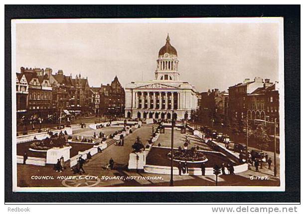 Real Photo Postcard Council House & City Square Nottingham - Ref 252 - Nottingham