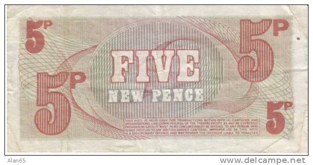 5 New Pence British Armed Forces Paper Currency, 5p Special Voucher Military Money - British Armed Forces & Special Vouchers