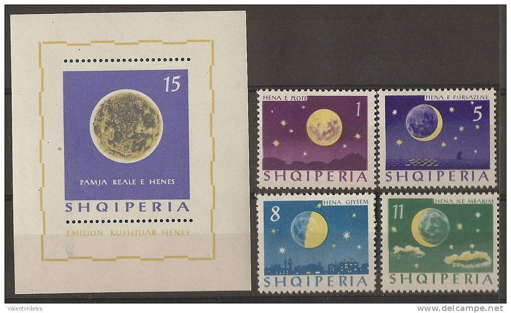 Albanie Shqiperise ** Cosmos 694:7 + BF 6L  Dentelés    Phases De La LUNE - Astronomùia