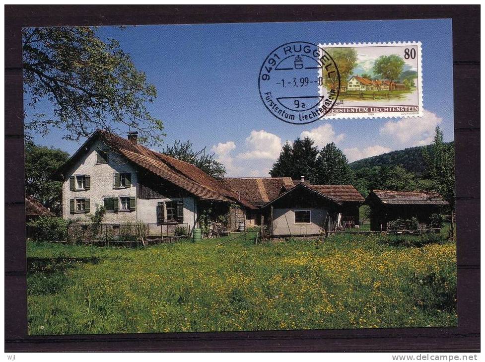 Maxi Carte - LIECHENSTEIN - 01-03-1999 - Scott N° 1070 - Paysages, Village, Maison - 18 - Maximumkaarten