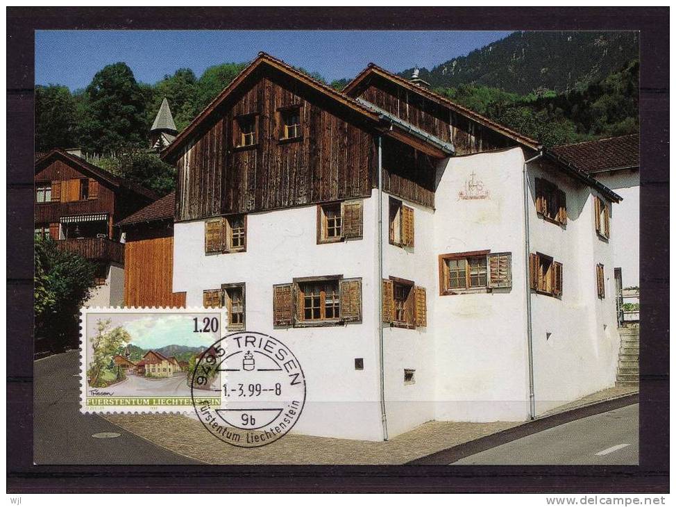 Maxi Carte - LIECHENSTEIN - 01-03-1999 - Scott N°1072 - Paysages, Maison, Habitation - 22 - Maximumkaarten