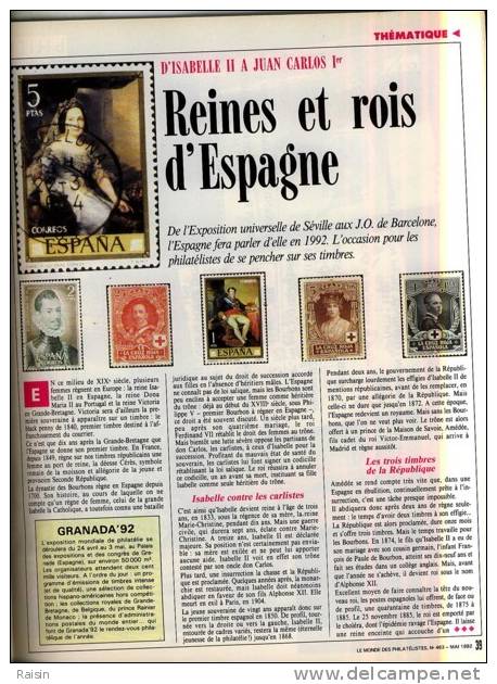 Le Monde Philatélique N°463 Mai1992 DISNEY  MALDIVES  Grande BRETAGNE ESPAGNE TBE - Französisch (ab 1941)