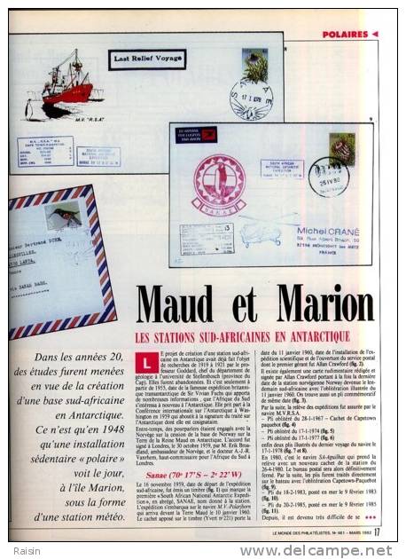 Le Monde Philatélistes N°461 Mars1992 PARIS En Timbres UNESCO Expéditions Afrique Du Sud En Antarctique TBE - Francesi (dal 1941))