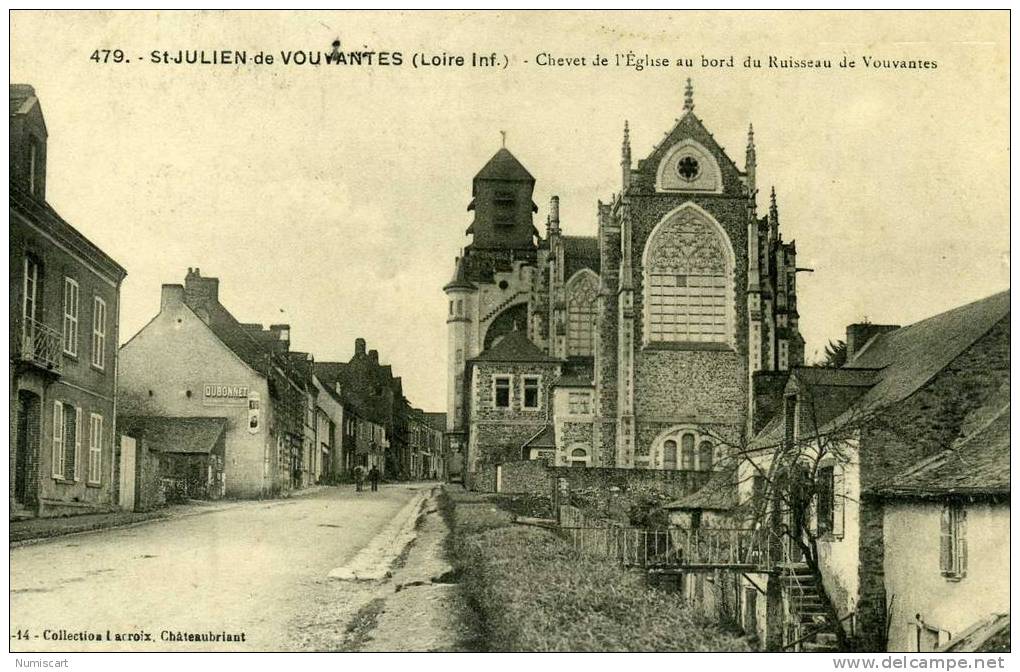 CPA...DE ST JULIEN DE VOUVANTES...ANIMEE...LE CHEVET DE L'EGLISE ... - Saint Julien De Vouvantes