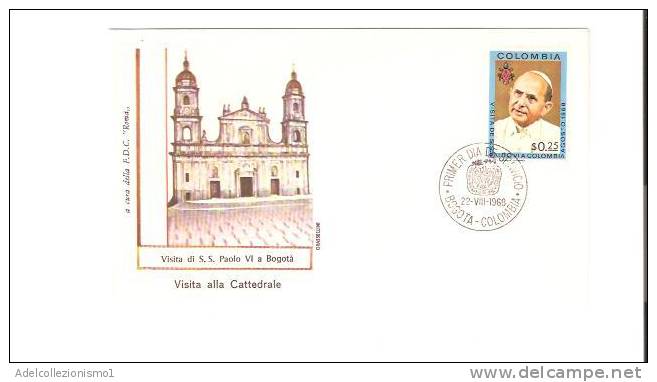 12010)lettera F.d.c Vaticane Viaggio Ss. Paolo VI A Bogota Con  0.25$   Del 23-8-1968 - Lettres & Documents