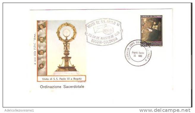 12012)lettera F.d.c Vaticane Viaggio Ss. Paolo VI A Bogota Con  0.25$   Del 23-8-1968 - Covers & Documents