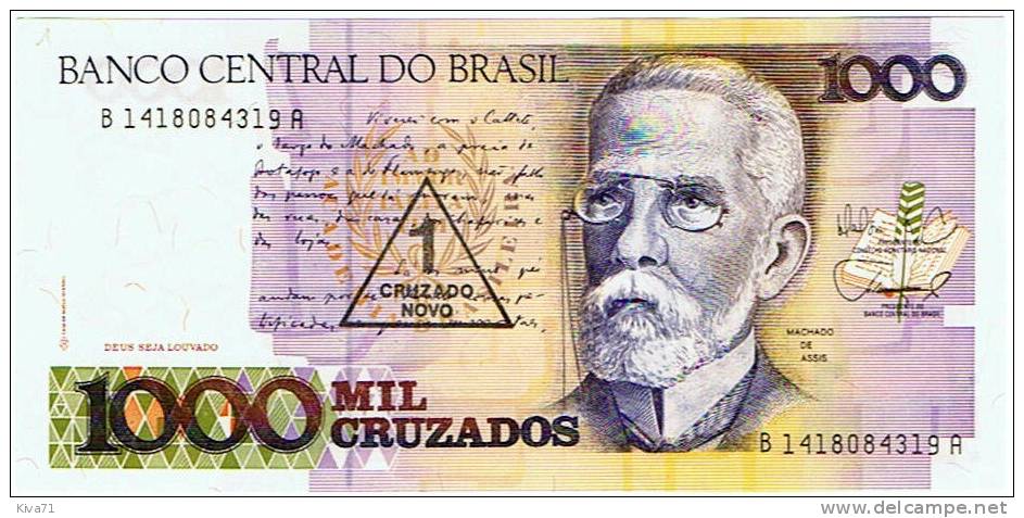 1 Cruzado Novo Sur 1000 Cruzados     "BRESIL"     UNC       Ble 20 - Brésil