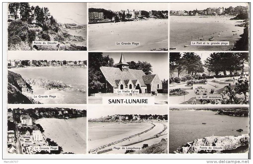 SAINT LUNAIRE 35 Carte Multivues Le Golf La Plage Pointe Du Décollé Editions Artaud Carte Dentelée Véritable Photo - Saint-Lunaire