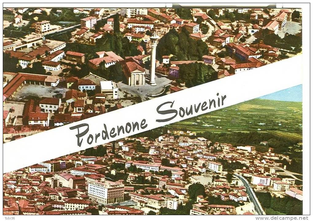 PORDENONE  SOUVENIR -  COLORI VIAGGIATA 1967 -  2 BELLE VEDUTE. - Pordenone