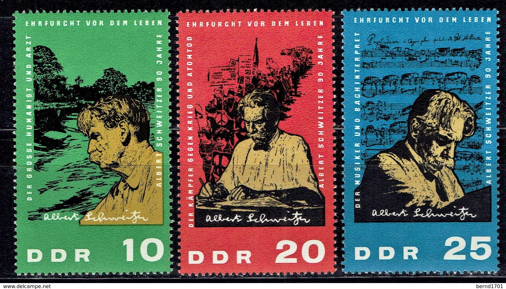 DDR / GDR - Mi-Nr 1084/1086 Postfrisch / MNH ** (H404) - Albert Schweitzer