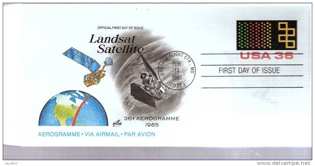 FDC Aerogramme - U.S.A. Scott - # UC58 Landsat Satellite - 1981-1990