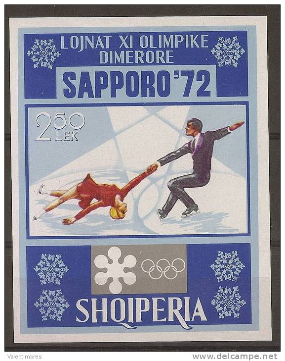 Albanie Shqiperise **BF 20  Non Dentelé  JO  Sapporo 1972 Patinage Artistique - Hiver 1972: Sapporo
