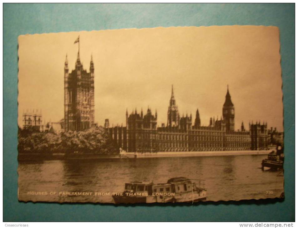 R.9571  INGLATERRA ENGLAND  LONDON LONDRES  HOUSES OF PARLIAMENT FROM THE THAMES  ANNEES 40/50  MAS EN MI TIENDA - River Thames