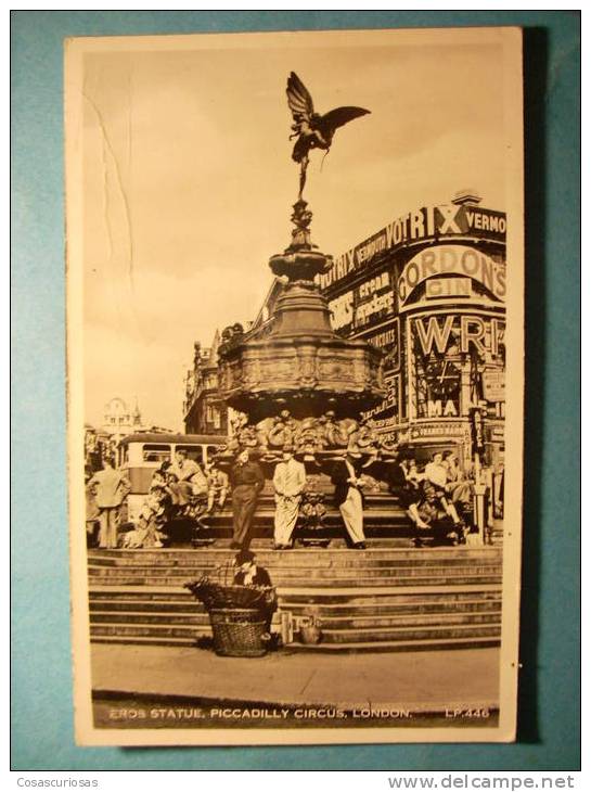 R.9579  INGLATERRA ENGLAND  LONDON LONDRES  EROS STATUE  PICCADILLY CIRCUS  ANNEES 40/50  MAS EN MI TIENDA - Piccadilly Circus