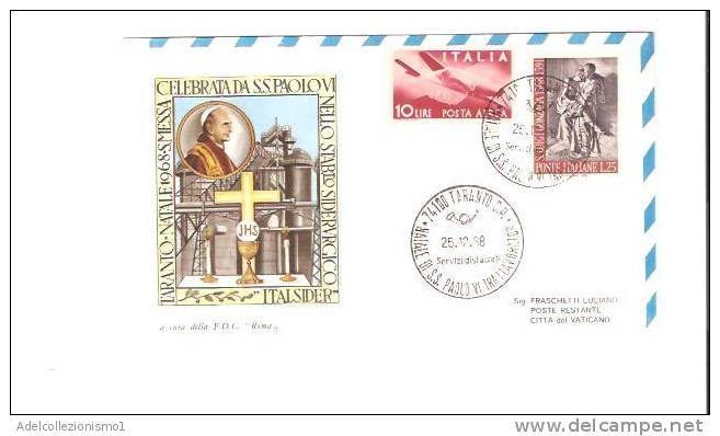12042)lettera F.dc. Vaticane Con 25£+ 10£ Aerea + 2x20£ Per Il Vaticano Il 25-12-1968 - Briefe U. Dokumente