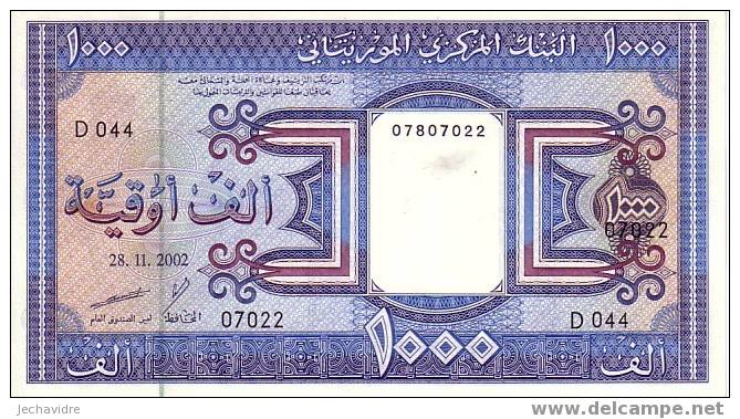 MAURITANIE   1 000 Ouguiya   Daté Du 28-11-2002    Pick 9     ***** BILLET  NEUF ***** - Mauritania